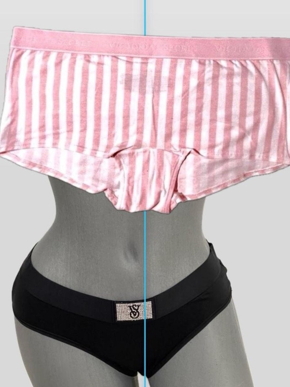 PINK Victoria's Secret Pink and White Striped Boyshort Panty